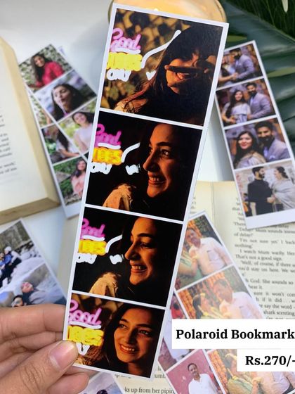 My polaroid bookmarks are a great way to keep your memories close. You can customize a strip of photos to use as a unique bookmark, priced at just ₹270.