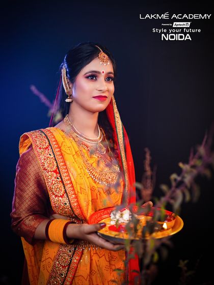A beautiful and traditional look for Tulsi Vivah. The makeup is soft and glowing, perfect for celebrating this sacred Hindu festival.