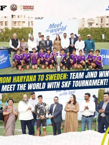 From Haryana to Sweden. Team Jind, the winners of the 'Meet the World' tournament, proudly pose with the trophy. We create pathways for local talent to gain international exposure.