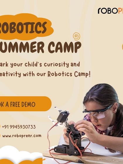 Spark your child's curiosity and creativity with our Robotics Camp. Book a free demo to learn more about our hands-on programs.