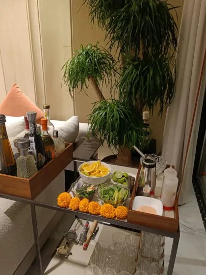 We can bring the full bar experience right into your home. This mobile bar cart is stocked with premium tequilas, fresh citrus, and all the tools needed for a personal mixologist to craft perfect cocktails.