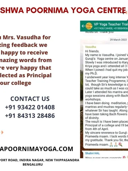 I am very happy to share the success of my students. This message is from Mrs. Vasudha, who, after attending my workshops and teacher training programs, achieved her goal of becoming a Principal. This is the kind of real-world transformation that is possible when you align your inner self.