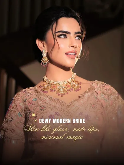 Maybe you're a Dewy Modern Bride. This look features skin like glass, nude lips, and minimal magic.