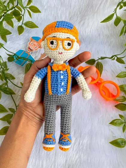 Blippi is a favorite for so many kids! I made this replica doll for my son's birthday, complete with the orange glasses, suspenders, and bow tie. He was so excited!