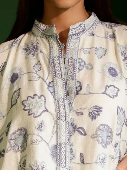 The detail on the Ashby Kurta is everything. I wanted the embroidery to feel delicate and artistic, even on a warmer wool fabric.