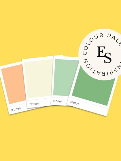 A fresh and natural color palette inspiration. The mix of peach, light yellow, and green tones is perfect for brands focused on health, wellness, or organic products, creating an earthy and vibrant look.