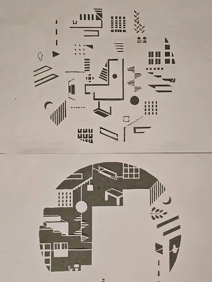 Digital iterations of Vidya's work, showing her study of mass and void. This process of digital and manual exploration is something I encourage to find the strongest expression of an idea.