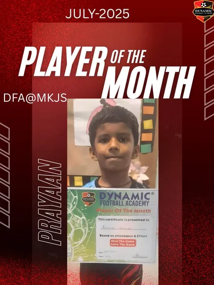 Congratulations to Prayaan, one of our Players of the Month for July. His speed, agility, and pure hustle on both ends of the field are outstanding.