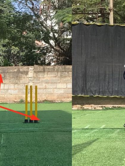 We corrected this chinaman bowler's poor stride alignment and finish. The 'after' image shows a much more controlled and directed action, which is fundamental for consistency.