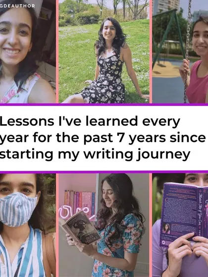 A collage of my 7-year writing journey. Each year brought new lessons, from the importance of editing to the power of resilience.