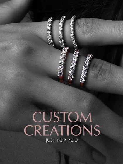 Custom creations, just for you. These diamond bands show the beauty of personalization, available in different metals and diamond settings. Each one is crafted to be a unique part of your story.