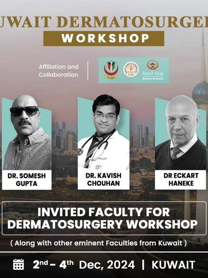 An official announcement for the Kuwait Dermatosurgery Workshop, where I was invited as international faculty by the Kuwait Ministry of Health.