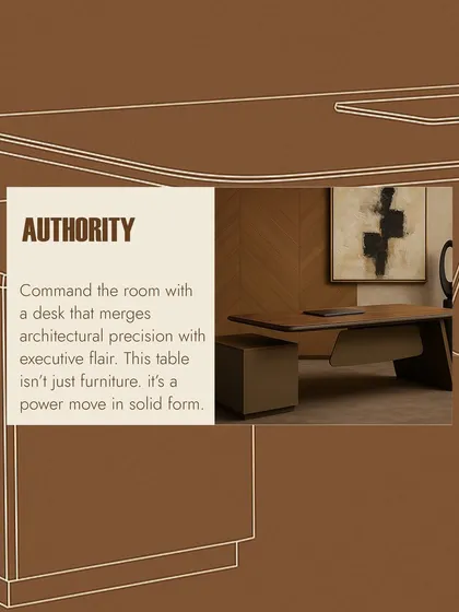 This desk is designed to command the room with architectural precision and executive flair. We see it as more than just furniture; it's a power move in solid form, perfect for a leader's office.