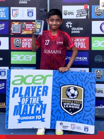 Another talented player from our U-10 football team is recognized as Player of the Match for his outstanding game in the DPDL Tournament.