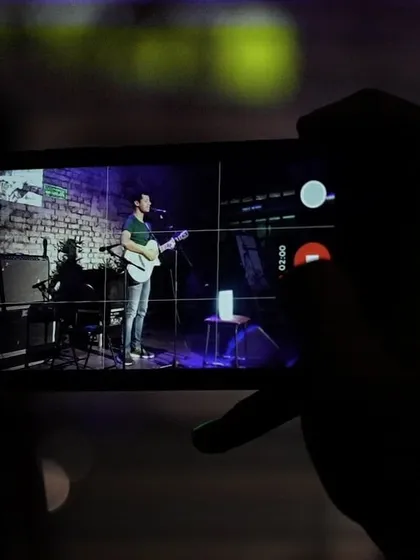 A cool shot from the audience's perspective during my set at Antisocial. It shows the great atmosphere of a live music venue.