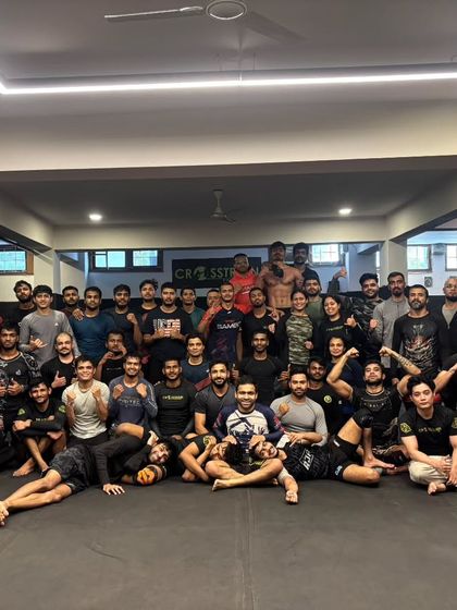 The squad training hard in support of our fighter who goes to war tomorrow. When one of us fights, we all fight.