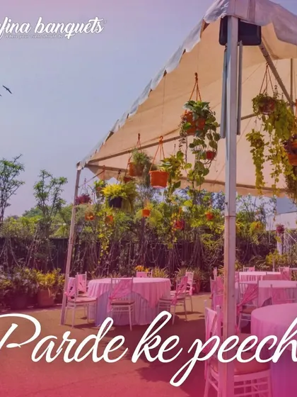A peek "parde ke peeche" (behind the curtain) at a lovely daytime event setup in our Terrace Garden.