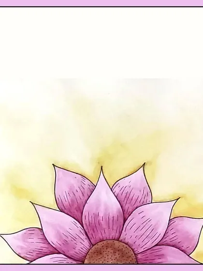 A minimalist watercolor piece inspired by the quote, "You belong among the Wildflowers." A simple pink flower emerges from the bottom of the frame against a soft yellow wash, leaving space for contemplation.