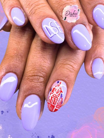 A custom design for a client with a love for London. I hand-painted the LSE initials and a detailed building illustration on a lovely lavender base.