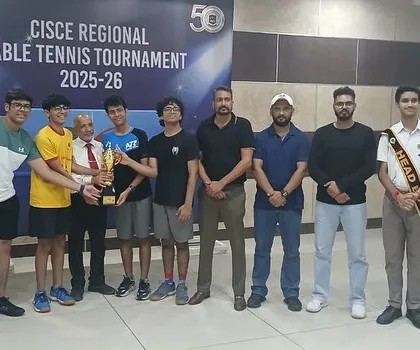 Teamwork makes the dream work. We celebrate the gold medal team victory of our students, Ritvik Raina and Aarav Koul, at the CISCE Regional Table Tennis Tournament. Their success is a testament to our comprehensive tournament preparation.