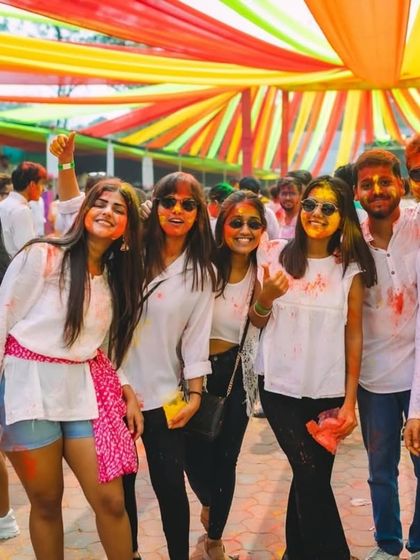 A happy group enjoying the vibrant atmosphere of the Holi party. My open-format style ensures there's a track for everyone to enjoy.