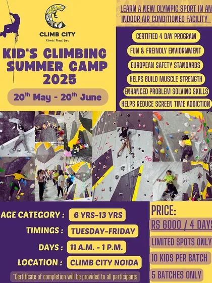 My Kids' Climbing Summer Camps are a huge hit. This is a quick look at what the program offers: a certified 4-day course focusing on safety, strength, and problem-solving, all while helping kids reduce screen time.