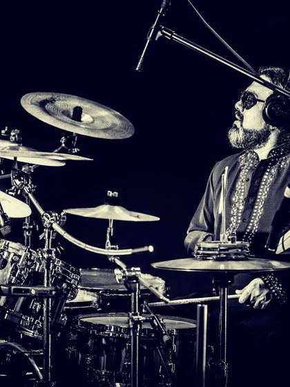 Our drummer laying down the rhythm for Berger Paints. Even in a corporate setting, the energy and passion are at the forefront.