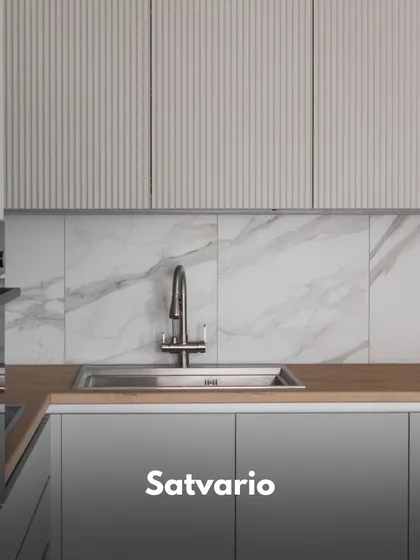Satvario marble-look tiles offer the luxurious feel of real marble without the high maintenance. They are a great choice for creating an elegant and sophisticated kitchen backsplash.