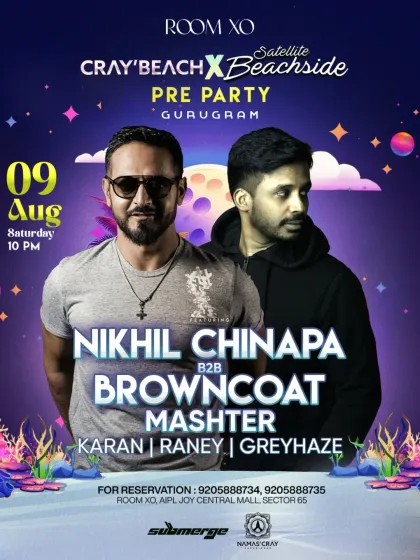 The poster for the Satellite Beachside pre-party in Gurgaon, where I played a closing set after a massive B2B from Nikhil Chinapa and Browncoat.