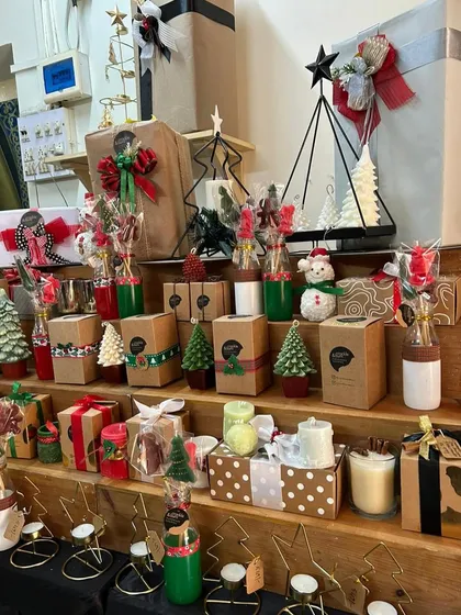 Another angle of my Christmas market display. It was so much fun setting this all up.