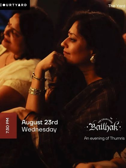An audience captivated by an evening of Thumris. The intimate setting allows for every nuance of the music to be felt, creating a deeply personal experience for everyone.