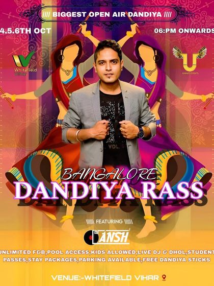 The poster for the biggest open-air Dandiya Raas at Whitefield Vihar, where I was featured. These events are always a highlight of the year.
