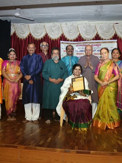 A group photo from the 'Kalayogi Award' ceremony with fellow awardees and dignitaries.