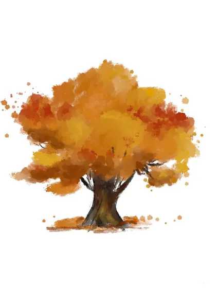 Another tree study, this time focusing on autumn oranges and reds. These sketches are part of my process in developing my skills for more complex landscape paintings.