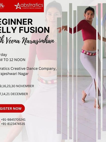 We are happy to announce our next beginner belly fusion batch in collaboration with Abstratics in Rajarajeshwari Nagar. The classes will cover foundations, techniques, and choreography.