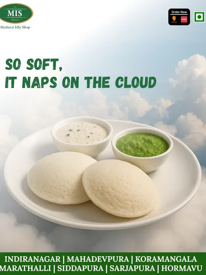 I always say our idlis are as soft as clouds, and this is what I mean. We make them the traditional way, without any shortcuts, so you get that perfectly light and fluffy texture in every single bite.