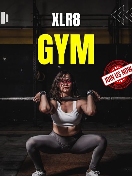 An energetic graphic inviting you to fight for your body at XLR8 gym.