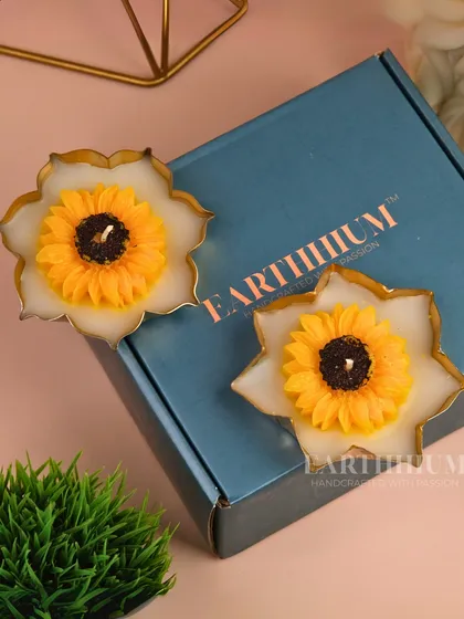 My sunflower urli candles are perfect for bringing sunshine and joy to your festive decor.