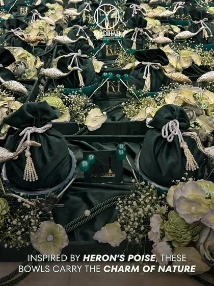 An army of our Heron Bowl wedding favors, ready for a grand celebration. Inspired by the heron's poise, these bowls symbolize peace and longevity, making them a meaningful gift for guests as a couple begins their new life together.