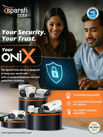 Your Security, Your Trust, Your ONiX. This poster displays the full range of our ONiX series cameras, designed to keep your world safe with advanced encryption and anytime, anywhere access.