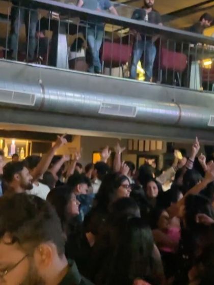 A view of the packed, multi-level dance floor at Flo, which I call the 'spaceship'. The energy is incredible from every angle.