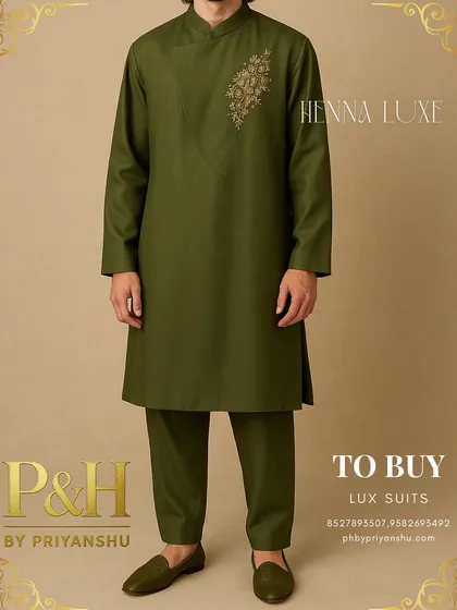 A full-length view of the oversized kurta set, showing its contemporary silhouette.