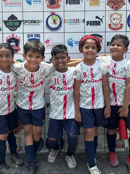 The U7 team together, showing the bonds of friendship and teamwork formed on the pitch.