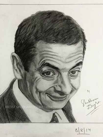 A classic pencil sketch of Mr. Bean (Rowan Atkinson). It was a fun challenge to capture his unique and comical facial expression.