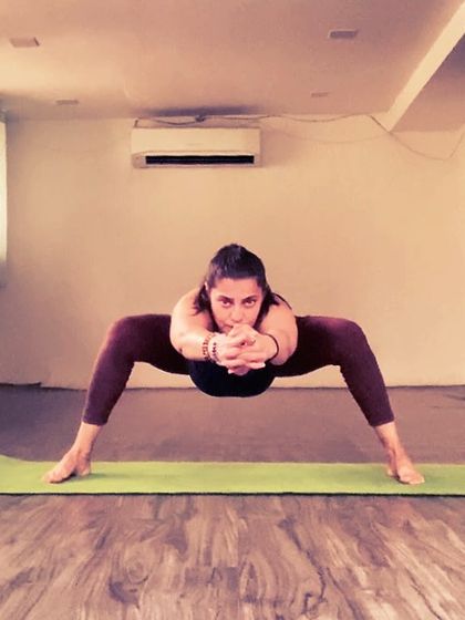 A variation of Gajasana, the elephant pose. This deep squat builds serious strength in the legs and core while opening the hips.