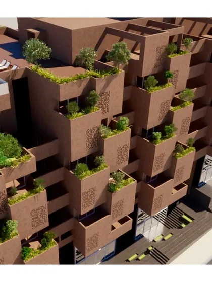 This concept, 'Orchards in the Sky', redefines mixed-use development. We stacked compact residences to create receding terraces that function as private orchards, integrating productive landscapes into a high-density urban form.