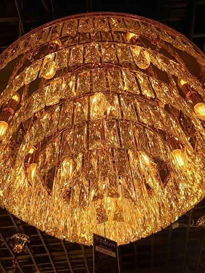 A magnificent crystal chandelier, one of the many stunning pieces we explored during our lighting training session.