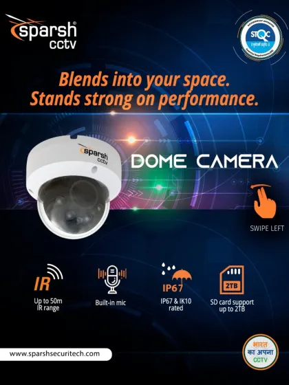 My Dome Camera blends seamlessly into your space while standing strong on performance. It is IP67 and IK10 rated for durability, features up to 50m IR range, a built-in mic, and supports up to 2TB SD card storage, all within a discreet design.