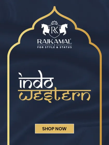 A promotional graphic for my Indo-Western collection, inviting clients to shop the look.