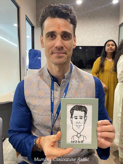 Another international guest enjoying his caricature experience at a corporate meet. We ensure all your guests, local or international, feel welcome and have a great time.